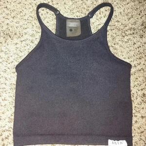 ACTA Seamless Black Ribbed Longline Tank Bra Size Small